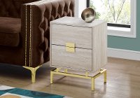 Beige and Gold End Table with Drawers
