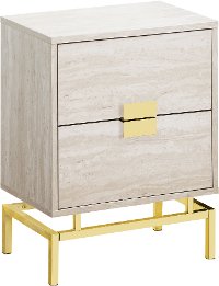 Beige and Gold End Table with Drawers-2