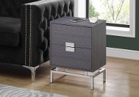Dark Gray and Chrome End Table with Drawers