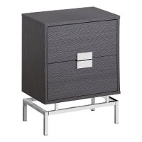Dark Gray and Chrome End Table with Drawers-2