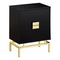 Brown and Gold End Table with Drawers-2