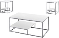 White and Silver 3 Piece Metal Table Set-2