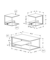 White and Silver 3 Piece Metal Table Set-3