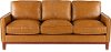Mid Century Modern Camel Brown Leather Sofa - Newport