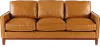 Newport Camel Brown Mid Century Modern Leather Sofa