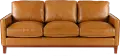 Newport Mid Century Modern Camel Brown Leather Sofa