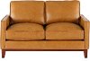 Mid Century Modern Camel Brown Leather Loveseat - Newport