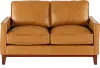 Newport Camel Brown Mid Century Modern Leather Loveseat
