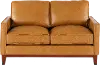 Newport Mid Century Modern Camel Brown Leather Loveseat