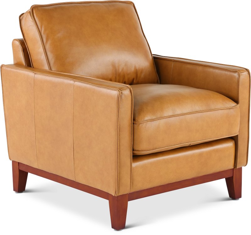 Mid Century Modern Camel Brown Leather Chair - Newport | RC Willey