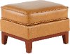 Mid Century Modern Camel Brown Leather Ottoman - Newport