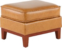 1669-6394-00177137/O Mid Century Modern Camel Brown Leather Ottoman - Newport