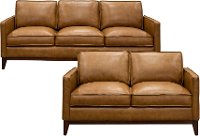 2PC/NEWPORTCAMEL/S/L Camel Brown Leather 2 Piece Living Room Set - Newport