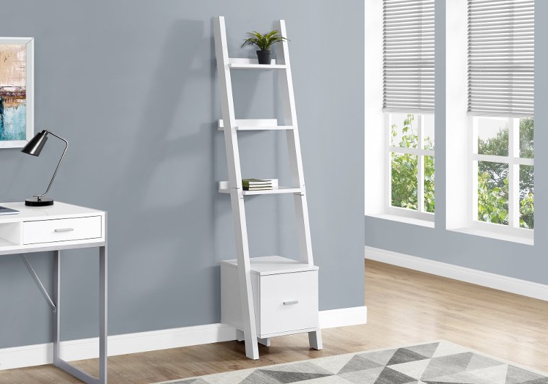 White 69 Inch Ladder Bookshelf Rc Willey Furniture Store