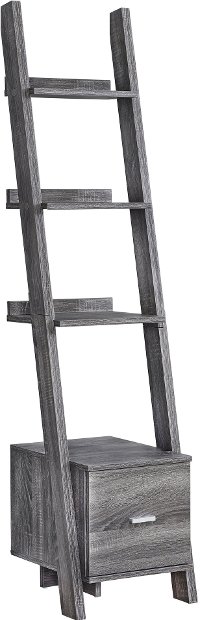 Gray 69 Inch Ladder Bookshelf -2