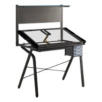 Gray Tempered Glass and Metal Adjustable Drafting Table-2