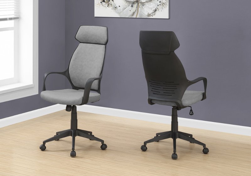 Gray And Black Microfiber Computer Chair