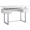 White and Silver Small Office Desk