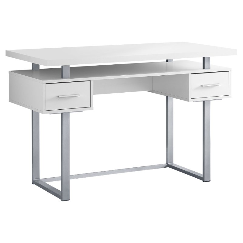 White And Silver Small Office Desk Rc Willey Furniture