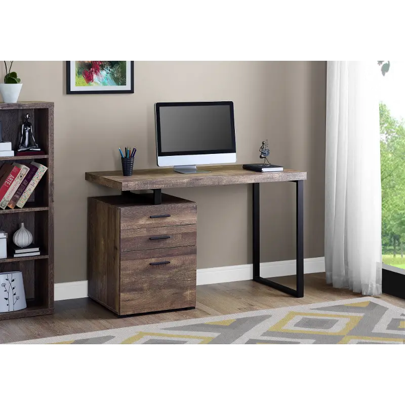 Brown and Black Metal Small Office Desk - Cubes