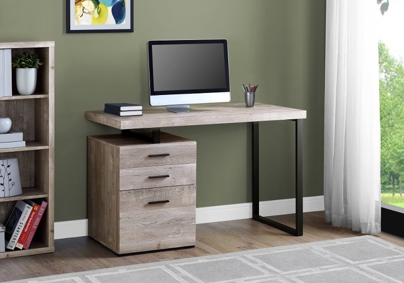 Taupe And Black Metal Small Office Desk Rc Willey Furniture Store