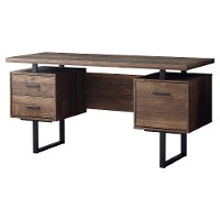 Brown Wood Grain Look and Metal Computer Desk-3
