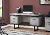 Gray Wood Grain Look and Metal Computer Desk