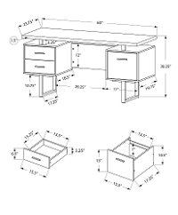 Gray Wood Grain Look and Metal Computer Desk-2