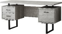 Gray Wood Grain Look and Metal Computer Desk-3