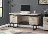 Taupe Wood Grain Look and Metal Computer Desk