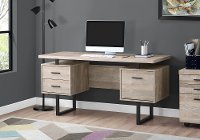Taupe Wood Grain Look and Metal Computer Desk