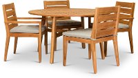 Natural Eucalyptus 5 Piece Round Patio Dining Set - Glades