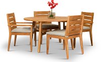 Natural Eucalyptus 5 Piece Round Patio Dining Set - Glades-2