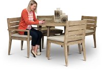 Weathered Gray Eucalyptus Round Patio Dining Set - Glades-2