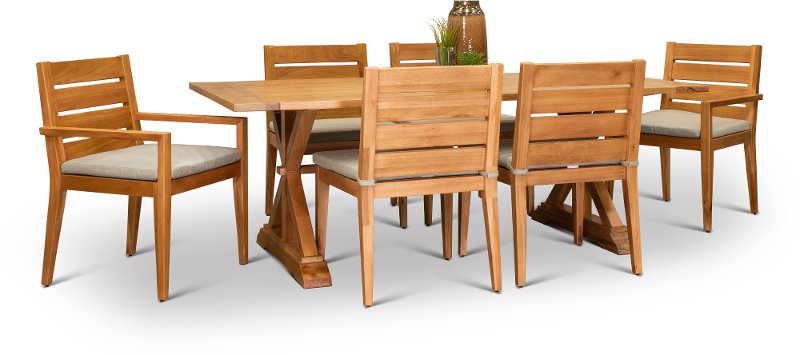 Natural Eucalyptus Rectangular Patio Dining Set Glades Rc Willey Natural Eucalyptus Rectangular Patio Dining Set Glades