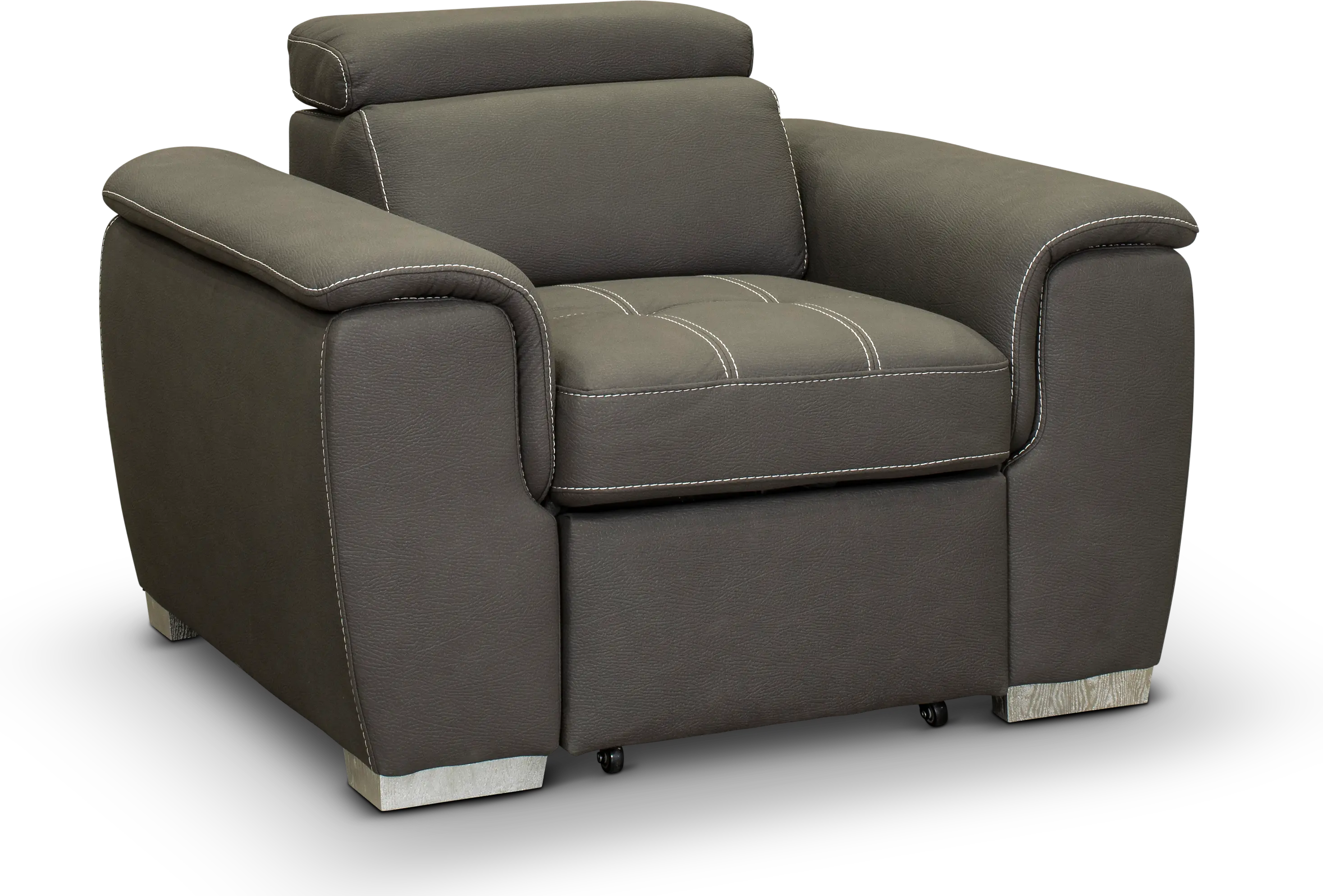 Ferriday Casual Contemporary Taupe Chair with Pullout Ottoman-1