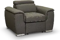 Ferriday Casual Contemporary Taupe Chair with Pullout Ottoman