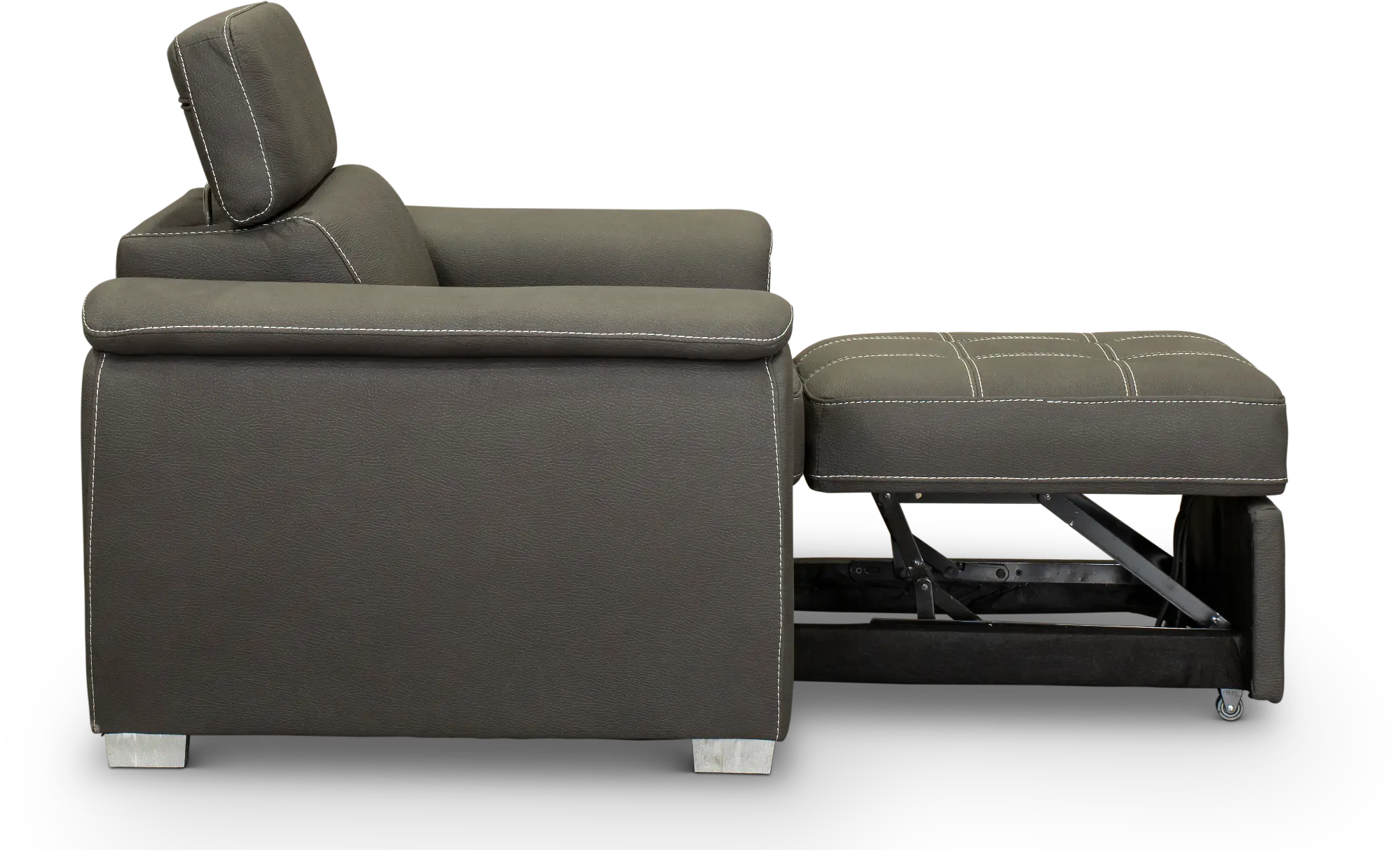 Ferriday Casual Contemporary Taupe Chair with Pullout Ottoman-2