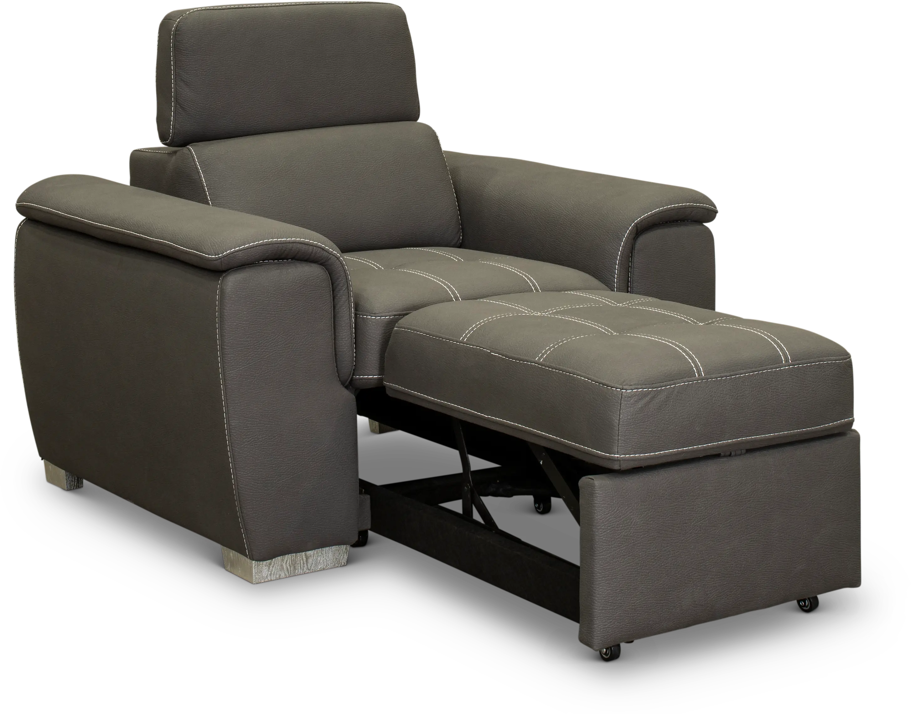 Ferriday Casual Contemporary Taupe Chair with Pullout Ottoman-3