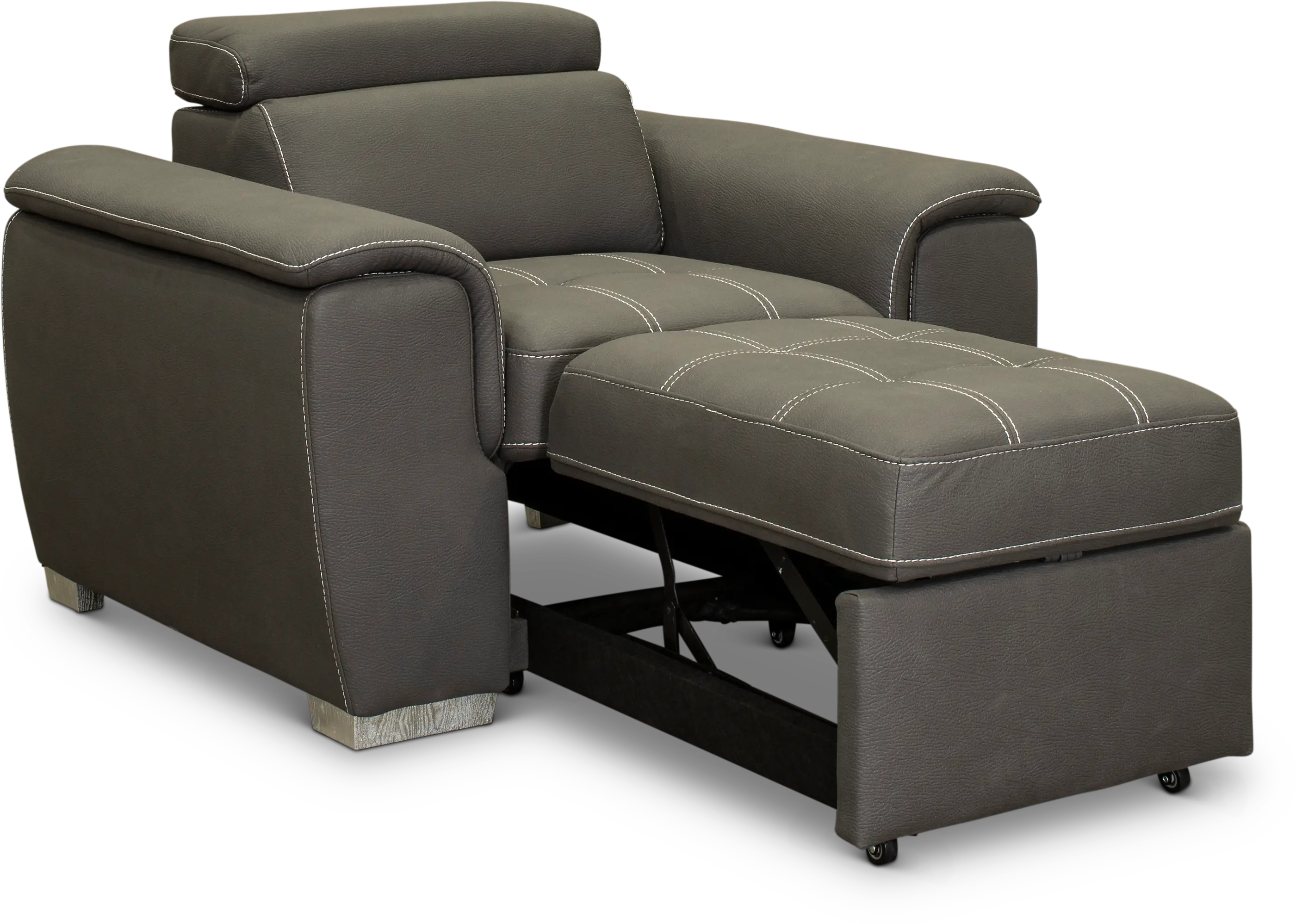 Ferriday Casual Contemporary Taupe Chair with Pullout Ottoman-4