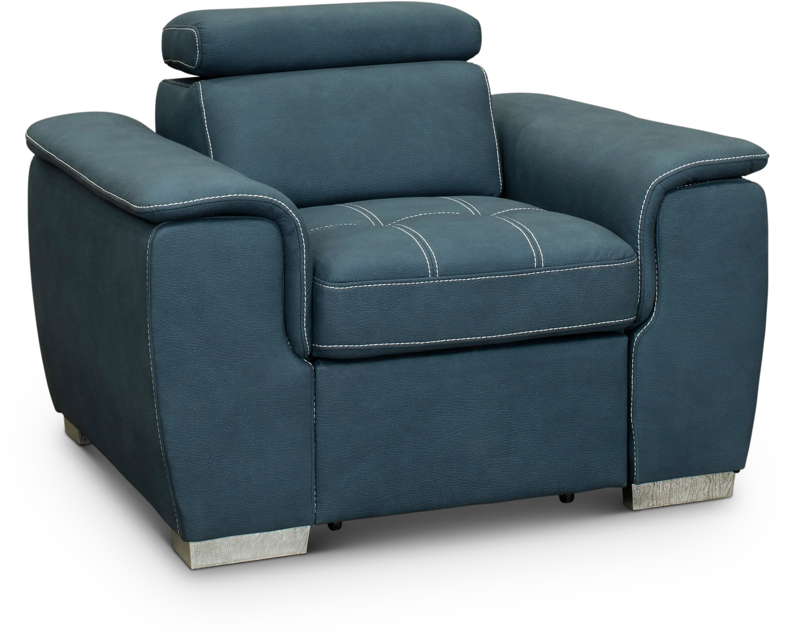 Ferriday Blue Chair with Pullout Ottoman-1