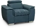 Ferriday Blue Chair with Pullout Ottoman