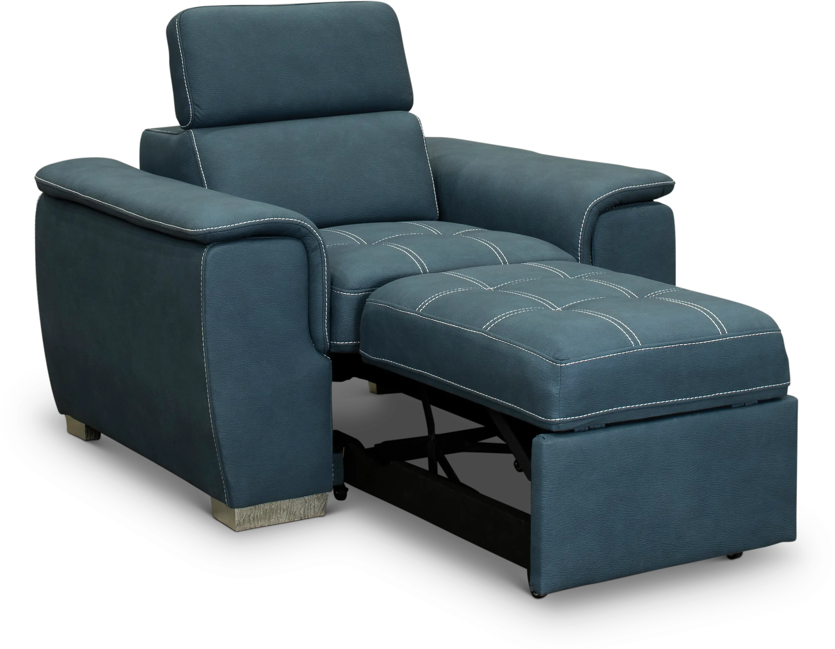 Ferriday Blue Chair with Pullout Ottoman-3