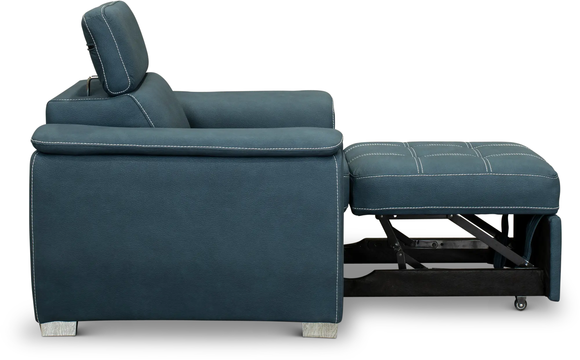 Ferriday Blue Chair with Pullout Ottoman-4