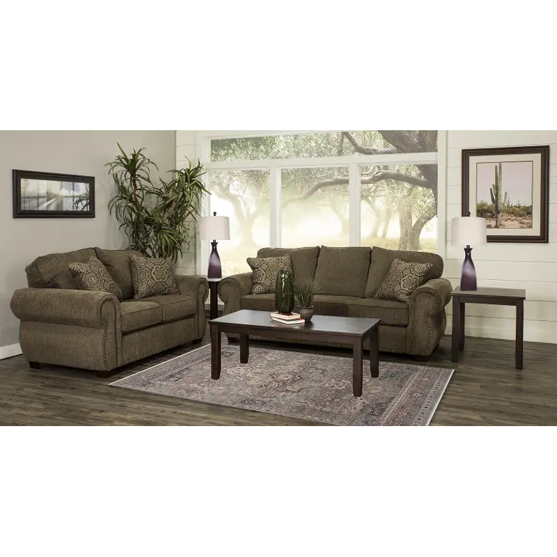 Southport Brown 7 Piece Living Room Set with Sofa Bed