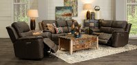 Sable Brown Leather-Match Power Reclining Living Room Set - Cade-7
