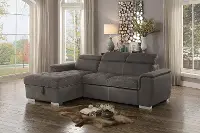 Ferriday Taupe Sectional Sofa with Pullout Sofa Bed and Left-Side Storage Chaise