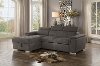 Taupe Sectional Sofa with Pullout Sofa Bed and Left-Side Storage Chaise - Ferriday