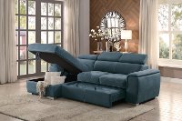 Blue Sectional Sofa with Pullout Sofa Bed and Left-Side Storage Chaise - Ferriday-2