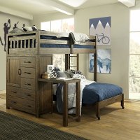 KIT Brown Twin Loft Bed with Full Bed on Casters - St. Croix-2